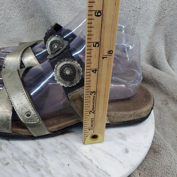 Taos Shoes Womens Size 8 Gold Leather Oasis Strappy Slide Sandals - Picture 4 of 10